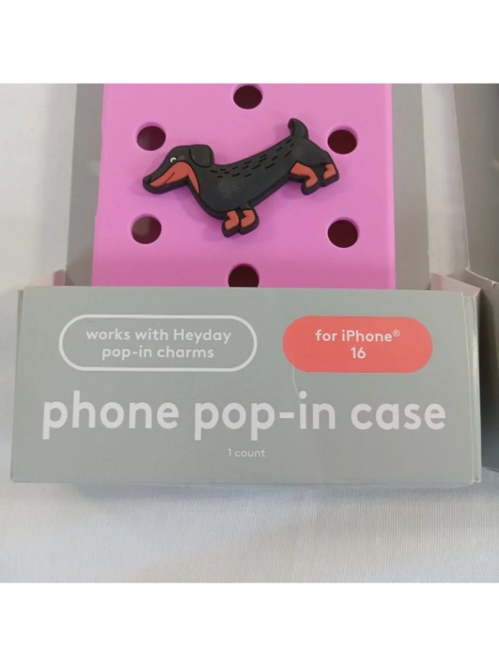2 Heyday Phone Pop-In Cases for iPhone 16 Pink Dachshund Tennis Ball & Navy Blue